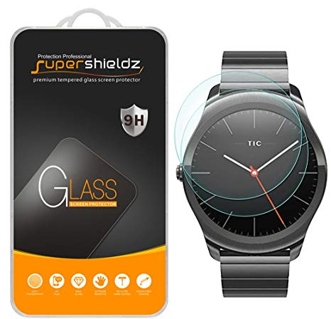 [2-Pack] Supershieldz for Ticwatch 2 Tempered Glass Screen Protector, Anti-Scratch, Anti-Fingerprint, Bubble Free, Lifetime Replacement Warranty