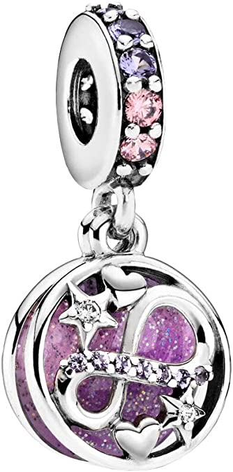 Pandora Sparkling Infinity Hearts & Stars Charm Pendant 798829C01 Silver 1.36cm