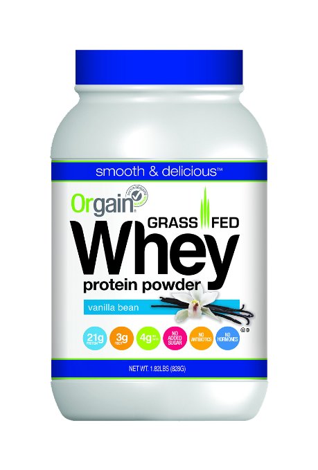 Orgain Grass Fed Whey Protein Powder, Vanilla Bean, 1.82 Pound, 1 Count