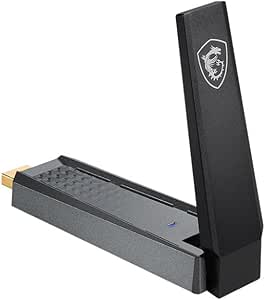 MSI AX1800 Adaptateur WiFi 6 USB Double Bande - WLAN jusqu'à 1800 MB/s (5GHz, 2.4GHz sans Fil), USB 3.2 Gen 1 Type-A, MU-MIMO, Antenne Ajustable, Beamforming, WPA3 - Socle Filaire Inclus