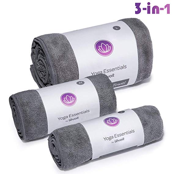 LEVOIT Yoga Mat Towel, Hot Yoga Non Slip Microfiber Mat Towel, Hand Towel, Body Towel, Super Soft Sweat Absorbent Fast Dry, Ideal for Pilates, Bikram, Sports, Workout & More