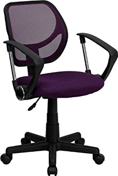 Flash Furniture Low Back Purple Mesh Swivel Task Office Chair with Arms, BIFMA Certified