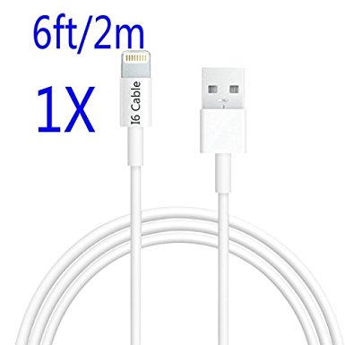 I6 Cable(TM) iPhone Charger Lightning to USB Cable 8 Pin Lightning Cable iPhone Cable for iPhone 6/6s/6 plus/6s plus,Se,5c/5s/5,iPad Air/Mini,iPod(1-Pack 6Ft/2m White)