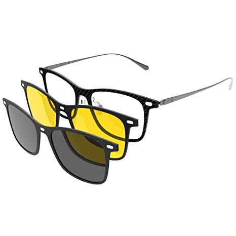 GLASSESKING Eyeglasses Frame Optical Frame Prescription Eyeglasses Frame With Magnetic Clip-on Sunglasses Carbon Fiber frame