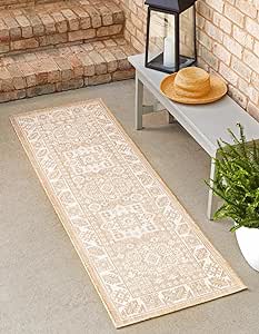 Unique Loom Outdoor Aztec Collection Area Rug - Chalca (2' x 6' 1" Runner, Natural/ Ivory)