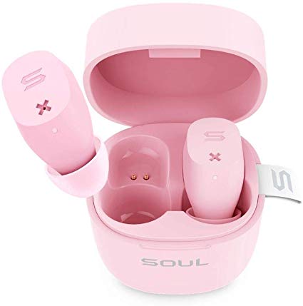 Soul Electronics St-XX Superior High Performance True Wireless Earphone, Bluetooth Earbuds with Charging Box and Microphone. for iPhone iPad Android Smartphones Tablets, Laptop,Pink