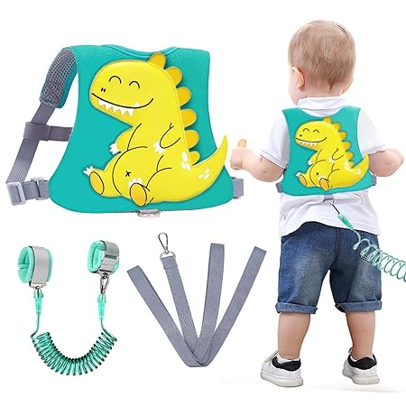 Toddler Harness Leash with Anti Lost Wrist Link, Accmor Dinosaur Kids Harness Children Leash, Cute Tyrannosaurus Anti Lost Leash Walking Wristband Assistant Strap Belt for Baby Boys Girls Outdoor