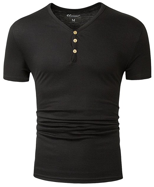 Mrignt Mens Short Sleeve Slim Fit Henley t-shirt with Button