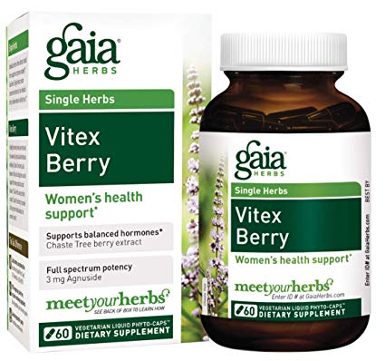 Gaia Herbs Vitex Berry Vegan Capsules, 60 Count - Hormone Balance for Women, Certified Organic Chaste Tree Berry, Herbal Extract for Women’s Health