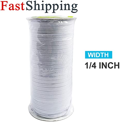 Elastic Band(White, 125-Yards Length, 1/4" Width), Elastic Rope/Elastic Cord Heavy Stretch High Elasticity Knit Elastic Bundle with 30pcs Silicone Elastic for Sewing Crafts DIY, Bedspread,