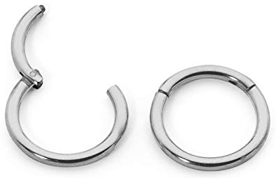 365 Sleepers 1 Pair Titanium 18G (Thin) Hinged Segment Ring Hoop Sleeper Earrings Body Piercing 5mm/6mm/7mm/8mm/9mm/10mm/11mm/12mm/13mm