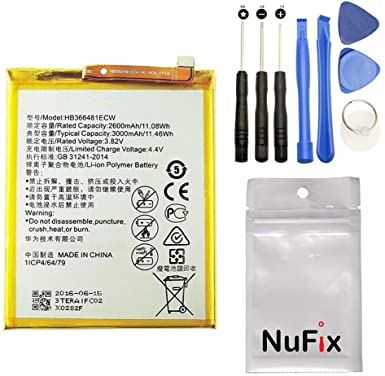 NuFix Battery Replacement for Huawei P20 Lite HB366481ECW 3000mah with Tools ANE-LX3 ANE-L23