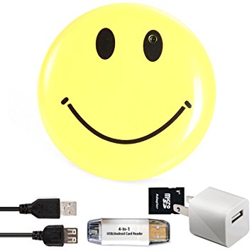 Smiley Face Body Camera & DVR- Wearable Surveillance Cam - Includes Bonus SD Card Adapter, 4-In-1 Card Reader & USB Wall Charger – Features Video, Photo, PC Webcam and More - Satisfaction Guarantee