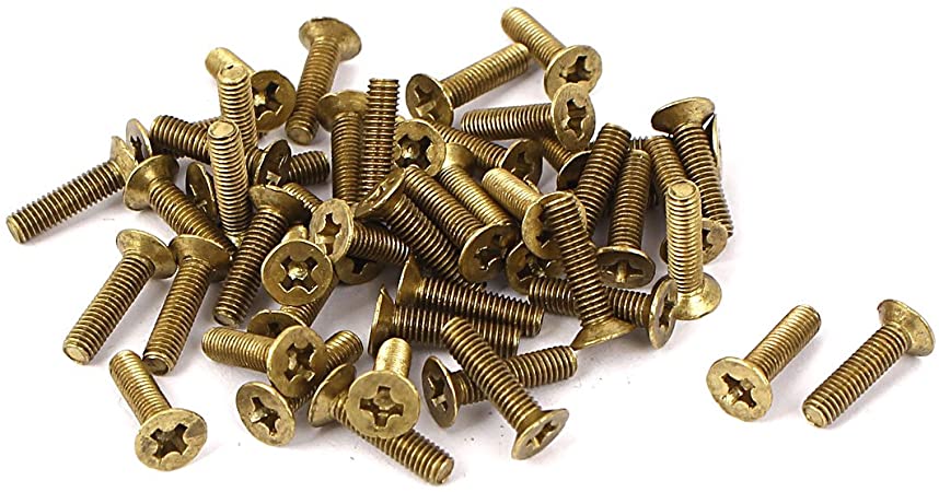 uxcell M3 X 12mm GB819 Phillips Drive Countersunk Screws Brass Tone 50 Pcs