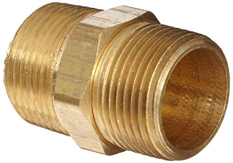 Anderson Metals Brass Pipe Fitting, Hex Nipple, 1" x 1" Male Pipe