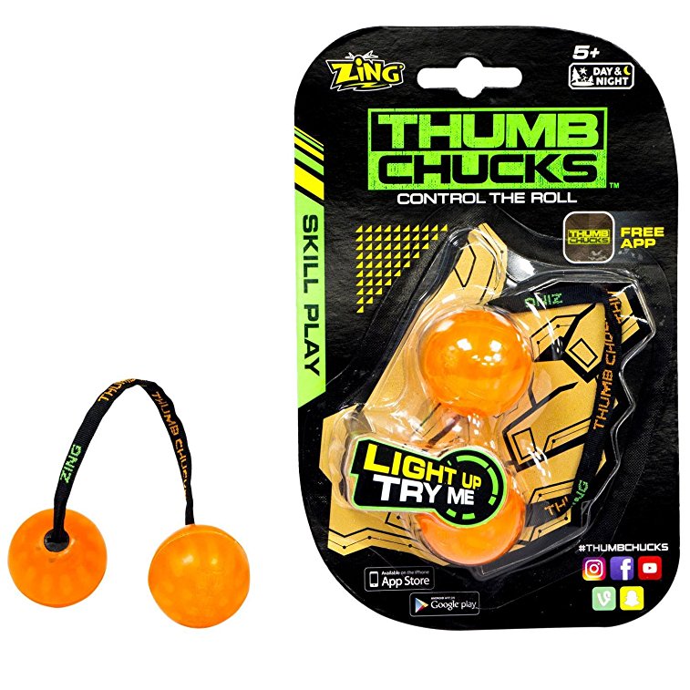 Zing Thumb Chucks Light-Up Skill Toy: Orange