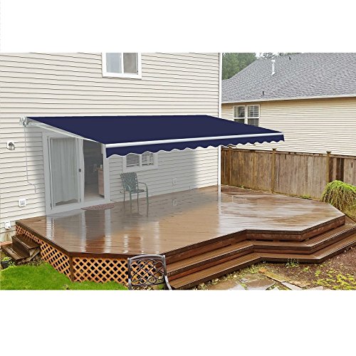 ALEKO AW12X10BLUE30 Retractable Patio Awning 12 x 10 Feet Blue