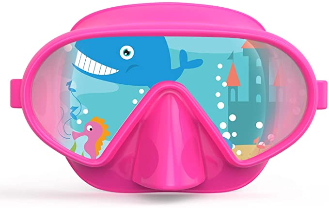 Fxexblin Kids Swim Mask Swimming Goggles with Nose Cover Snorkel Gear Scuba Diving Snorkeling, Anti-Fog Lens Leakproof Skirt 180° Panoramic View Face Dive Masks for Youth Junior Children