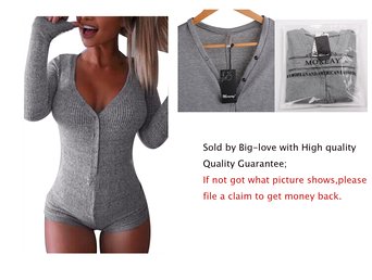 Moxeay V-neck One Piece Bodysuit Long Sleeve Bodycon Rompers Overall