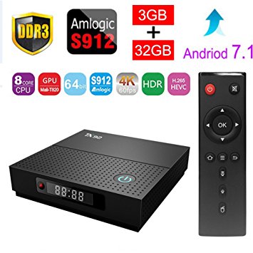 Sawpy TX92 Smart tv box Android 7.1 Amlogic 3GB 32GB BT 4.0 2.4/5 Dual-Band WiFi 4K UHD & LAN VP9 DLNA H.265