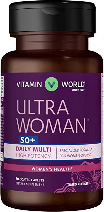 Vitamin World Ultra Woman 50 Plus Daily Multivitamin | Feat. Biotin, Vitamins B, C, D, E, Calcium, Zinc, Selenium, Beta-Carotene | Health & Wellness Multi-Supplement for Women Over 50, 30 Caplets