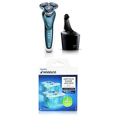 Philips Norelco Shaver 7300 and SmartClean 2 ct Replacement Cartridge Bundle