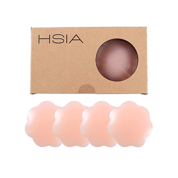 HSIA Nipple Covers Silicone Breast Covers Nipple Pasties Invisible Silicone Nipple Concealers 2 Pairs