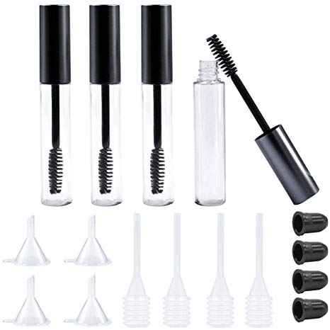 Lady Up 10ml Empty Mascara Tube with Eyelash Wand, Rubber Inserts, Funnels and Pipettes Set for Essential Oil DIY