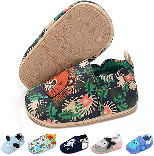 Timatego Toddler Baby Boys Girls Shoes Non Skid Slipper Sneaker Moccasins Infant First Walker House Walking Crib Shoes(6-24 Months)