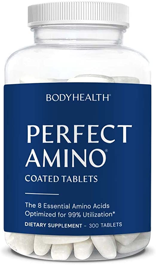 BodyHealth PerfectAmino (300 Ct) Easy to Swallow Tablets, Essential Amino Acids Supplement with BCAAs, Vegan Protein for Pre/Post Workout & Muscle Recovery with Lysine, Tryptophan, Leucine, Methionine