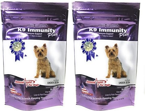 Aloha Medicinals - K9 Immunity Plus - Potent Immune Booster for Dogs Under 30 lbs - Certified Organic – Mushroom Enhanced Supplement - Veterinarian Recommended Dog Health Supplement - 30 Chews 2 Pack