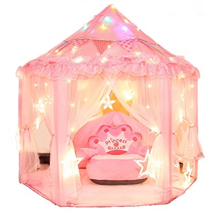 Dealgadgets Princess Castle Kids Play Tent Children Large Indoor and Outdoor Playhouse Perfect Birthday Chistmas Gift Presents For Child Toddlers Pink