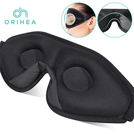 OriHea Sleep Mask for Women & Men, 3D Comfort Ultra Soft Premuim Eye Mask for Sleeping, Block Out Light 100% Eye Shade Cover, Adjustable Silk Foam Blindfild, Travel/Naps/Yoga/Plane/Night.