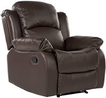 Divano Roma Furniture Bonded Leather Overstuffed Recliner Chair Colors Brown, Black