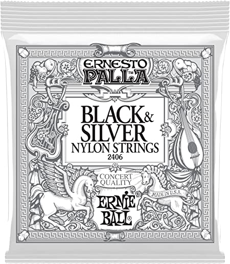 Ernie Ball Ernesto Palla Nylon Black and Silver Classical Tie On Set