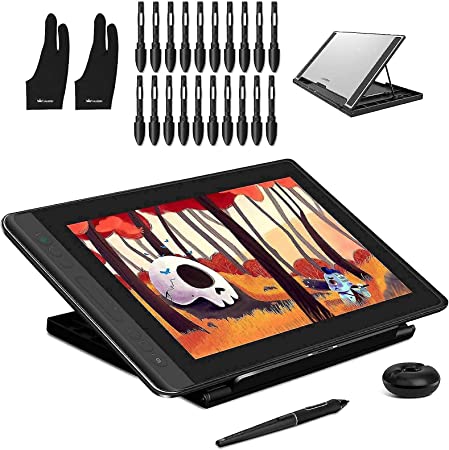 HUION KAMVAS Pro 13 Graphic Drawing Tablet with Screen Full-Laminated Drawing Monitor with Battery-Free Stylus Tilt 8192 Levels Pressure 4 Hot Keys Touch Bar-13.3 in Pen Display w/ Stand & 2pcs Glove