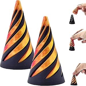 Impossible Pyramid Passthrough Sculpture,3D Printed Spiral Cone Toys, Pass Through Pyramid Fidget Toy,Mini Vortex Thread Illusion,Helix Screw Fidget Toy(2PCS)