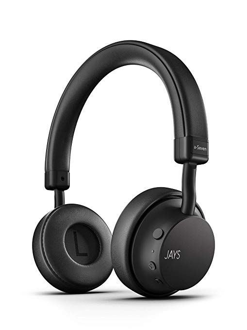 **NEW FOR 2019** JAYS a-Seven Wireless Headphones with 25 hour music playtime, premium lightweight aluminium construction, Memory foam earpads & JAYS Signature Sound (Black)