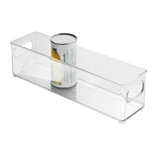 InterDesign Refrigerator and Freezer Storage Organizer Bins for Kitchen, 4" x 4" x 14.5", Clear