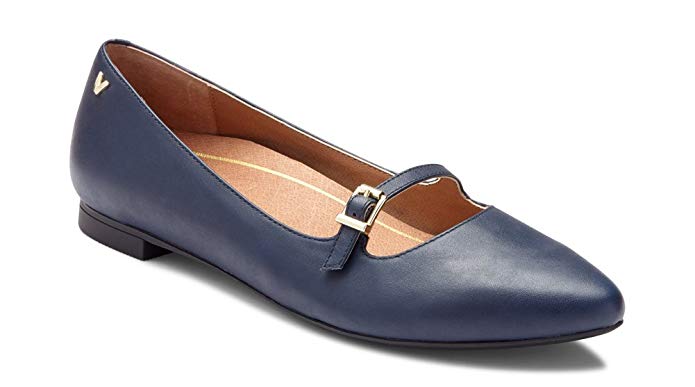 Vionic Women's Gem Delilah Ballet Flat - Ladies Pointed Mary Jane Flat with Concealed Orthotic Arch Support