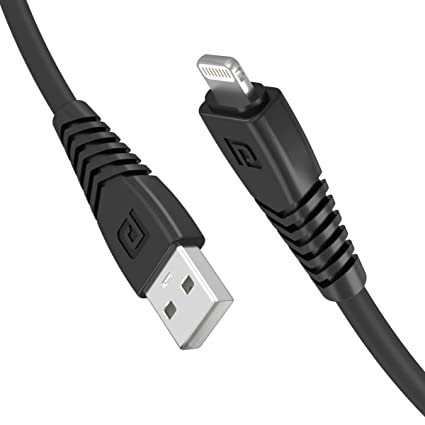 Portronics Konnect Core 8 PIN Cable Tangle-Free with 3A Rapid Charging & 480mbps Data Transmission, 1 Meter Length(Black)