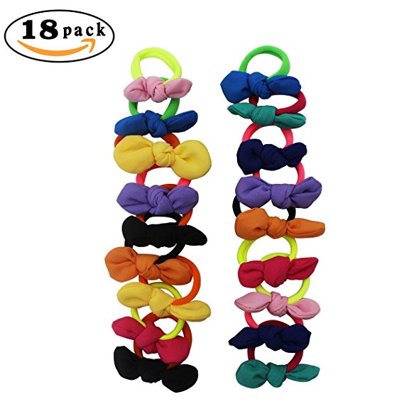 Hippih Girls Elastic Hair Bow Tie Bands Ropes Ponytail Holder Styling Accessories