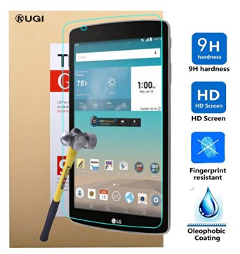 LG G pad F 8.0 screen protector, KuGi ® Ultra-thin 9H Hardness High Quality HD clear Premium Tempered Glass Screen Protector for LG G pad F 8.0 tablet