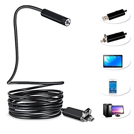 Endoscope, Snake Camera, Sokos Micro USB Borescope Waterproof Inspection Camera for Laptops and USB OTG Compatible Android Smartphones (5M Upgrade)