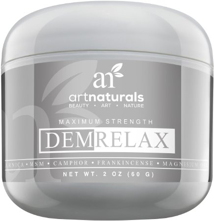 Art Naturals Demrelax Pain Relief Cream 2.0 oz - Helps Relieve Sore Joints, Muscles, Back, Neck Pain & Arthritis - Maximum Strength Treatment - Arnica, MSM & Magnesium | Naturally Derived Ingredients