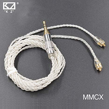 KZ Standard MMCX Cable Upgraded Silver Plated Cable 3.5MM Earphone Cables for SE215 SE535 SE846 UM30 W4 Earphone Audio Cable