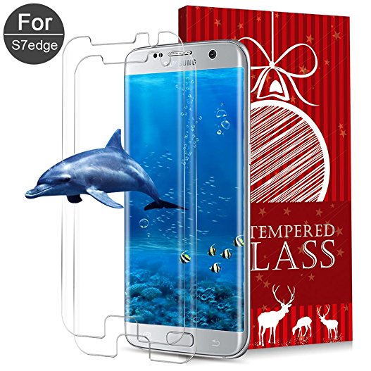 Samsung Galaxy S7 edge Screen Protector,AOFU Tempered Glass 9H Hardness,Bubble {2 Pack}