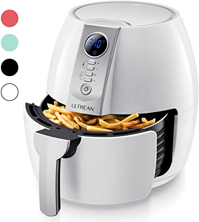 Ultrean Air Fryer, 4.2 Quart (4 Liter) Electric Hot Air Fryers Oven Oilless Cooker with LCD Digital Screen and Nonstick Frying Pot, ETL/UL Certified,1-Year Warranty,1500W (White)