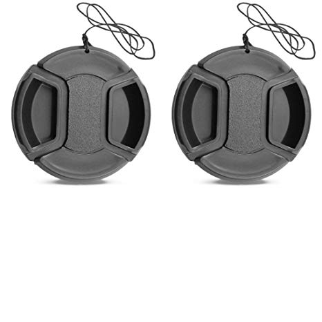 Eggsnow Lens Cap(2- Pack) 62mm Center Pinch Front Camera Lens Cover for Canon Nikon Sony Cameras