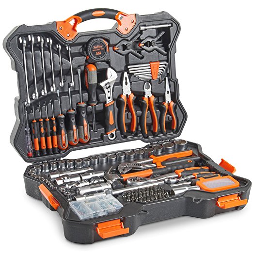 VonHaus 256pc Premium Hand Tool   Socket Set – Combo Tool Kit with Satin-finished Tools & Heavy Duty Storage Case – Ideal for DIY, Workshop & Garage